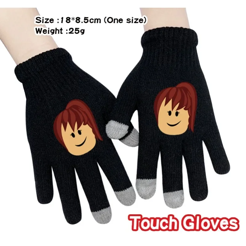 Warme mode bedrukte gebreide handschoenen Roblox Anime Game Creative Cartoon Thema Unisex Winterhandschoenen Kerst Cartoon Verjaardagscadeau