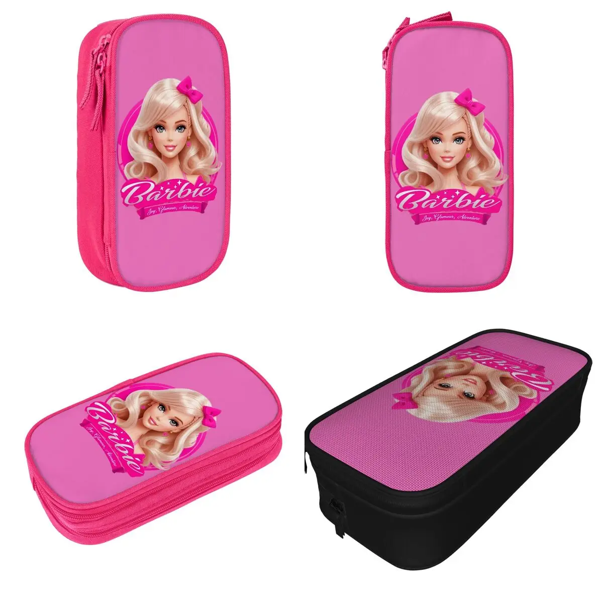 Pink Barbie Girl Barbie Doll Pencil Cases Fashion Pen Bags Student Large Storage School Supplies Zipper Pencilcases