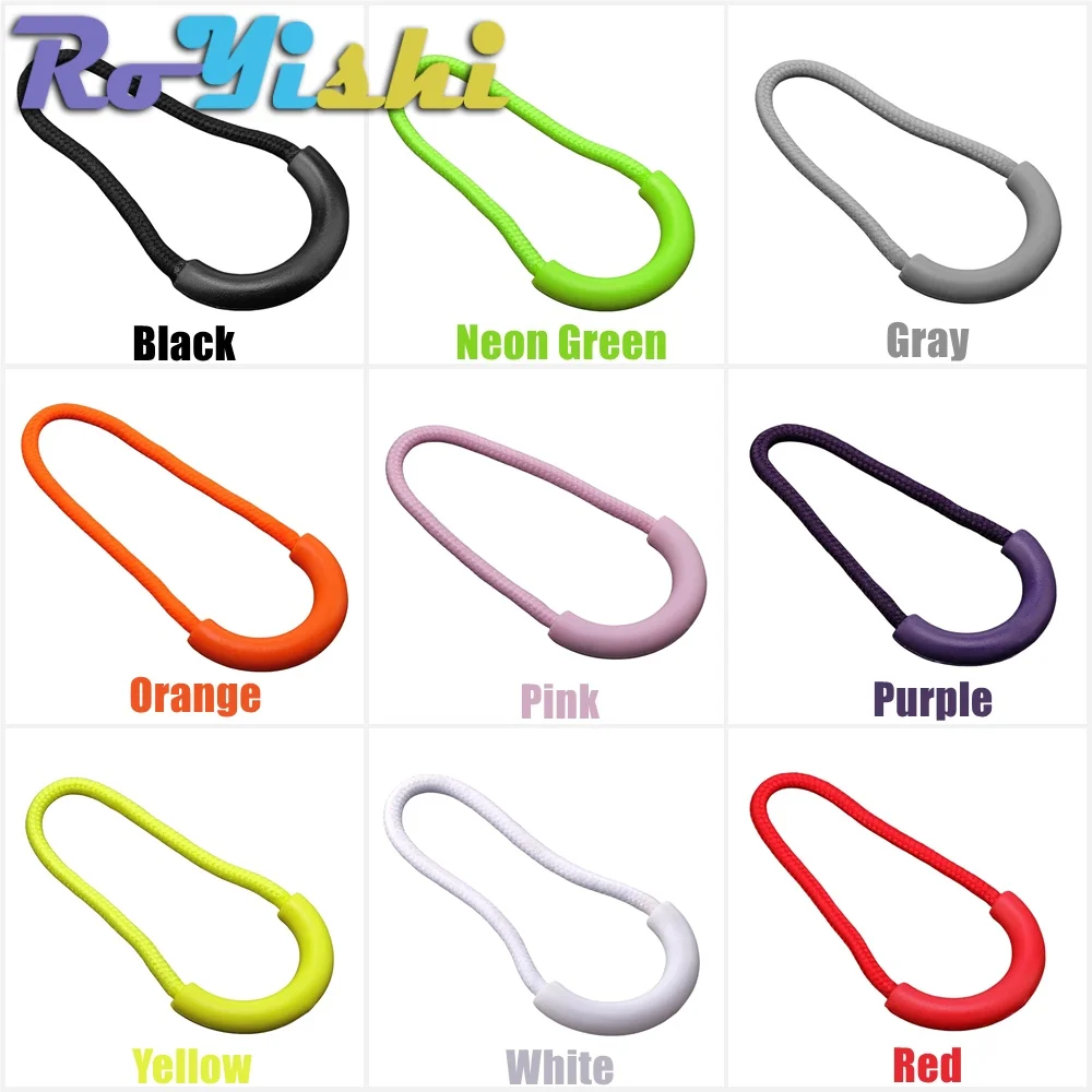 10-100pcs RoYishi Plastic Zipper Pulls Cord Zip Puller Clip Replacement Ends Lock Clothing Backpack Luggage Accessories