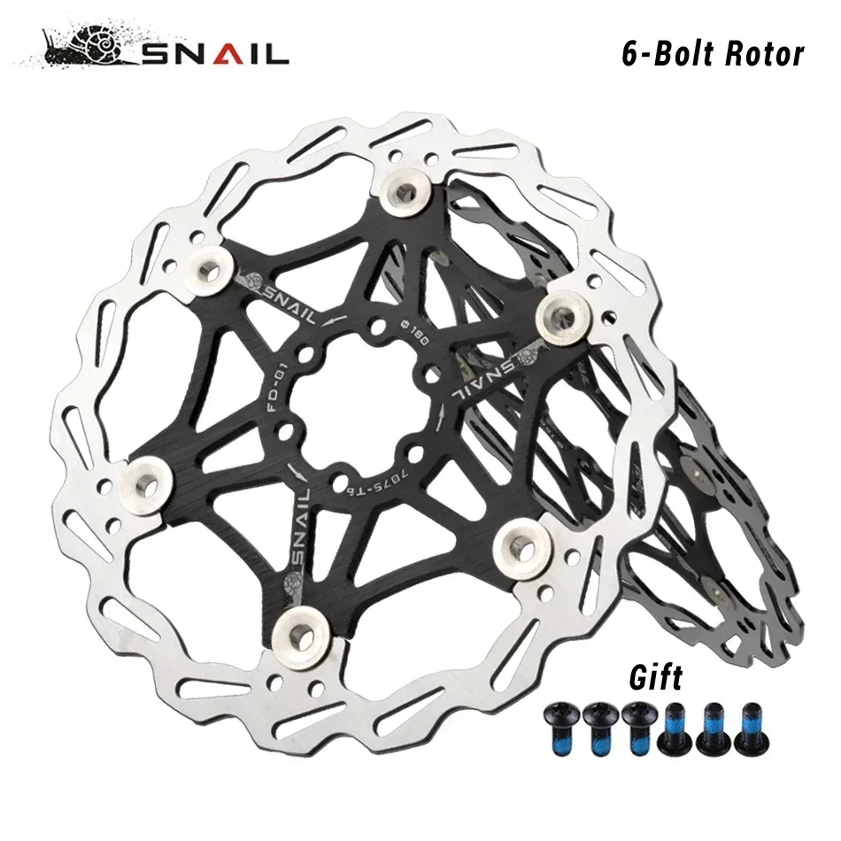 SNAIL Bicycle Floating Rotor 160/180/203mm 6-Bolt Disc Rotor Mountain Bike Brake Pads Floating Disc bike accessories