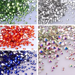 Silver Bottom Mix Size SS3-SS20 1440Pcs/bag Glass Round Rhinestones Non Hotfix Nail Art Crystal For Wedding Dress Decoration