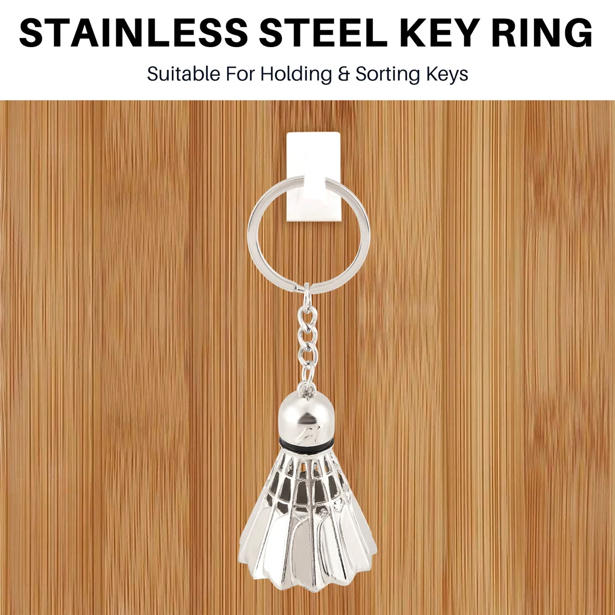 #46B Keychain,metal three-dimensional badminton tournament key chain pendant sports,Silver