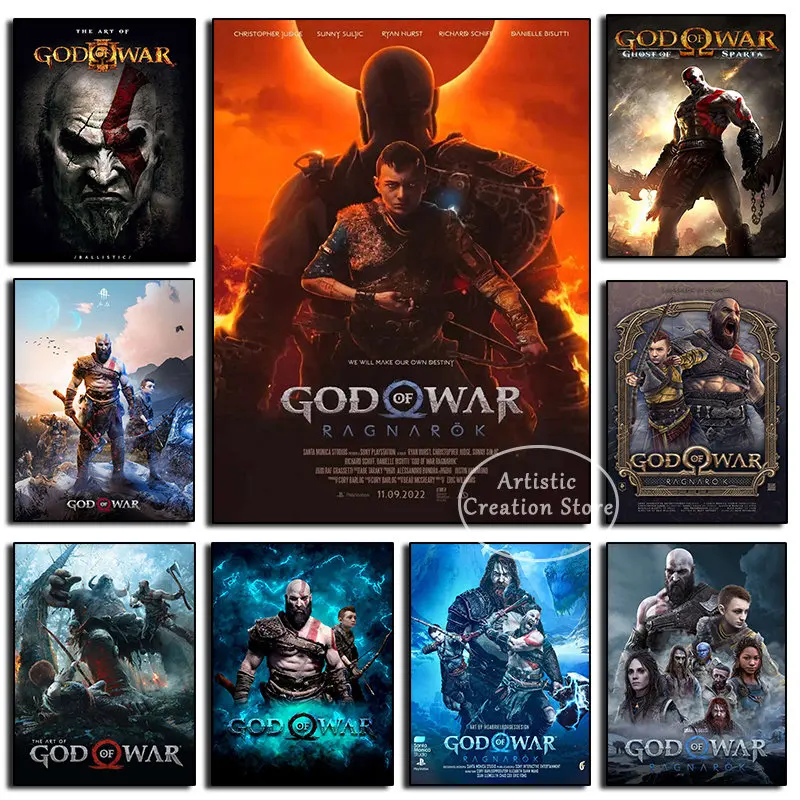 God of War Ragnarok Video Game Poster Canvas Painting HD Print Wall Pictures for Bedroom Sports Landscape Office Room Decor Gift