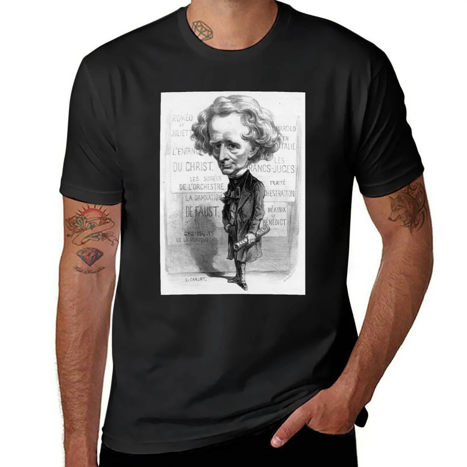 Berlioz caricature by étienne Carjat T-Shirt blanks tops Short sleeve tee graphics mens workout shirts