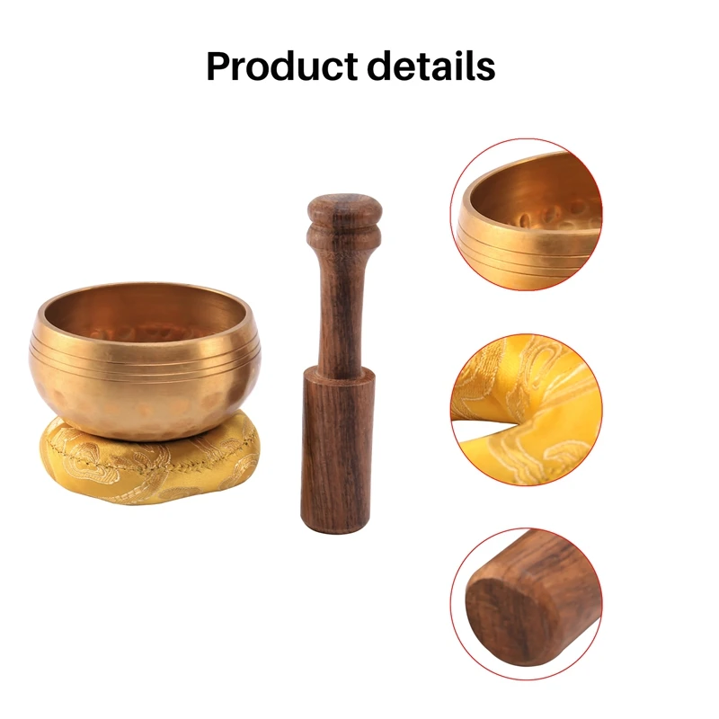 3.2 Inch Tibetan Singing Bowl Zen Meditation Yoga Meditation Bowl Wooden Stick Cushion