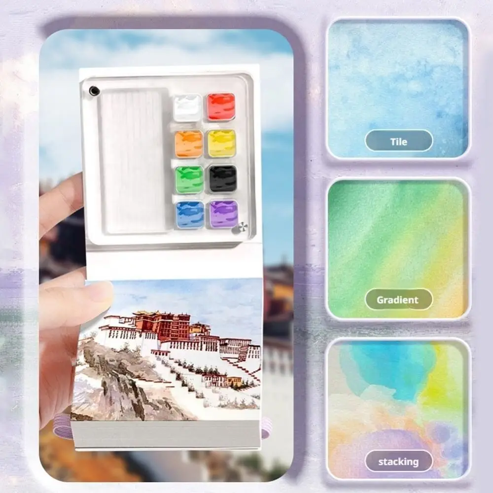 Acrylic Watercolor Paint Palette Set Mini 8/12 Grid Paint Pigment Box Waterproof with Tearable Book Empty Paint Box Artist