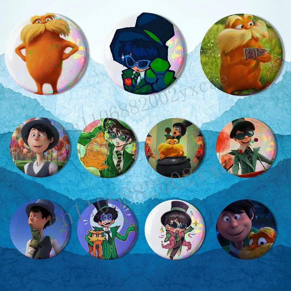 

cute Music The Lorax Badges Badges On Backpack Jacket Cartoon Round Brooches Acrylic Button Pins Collection Gifts