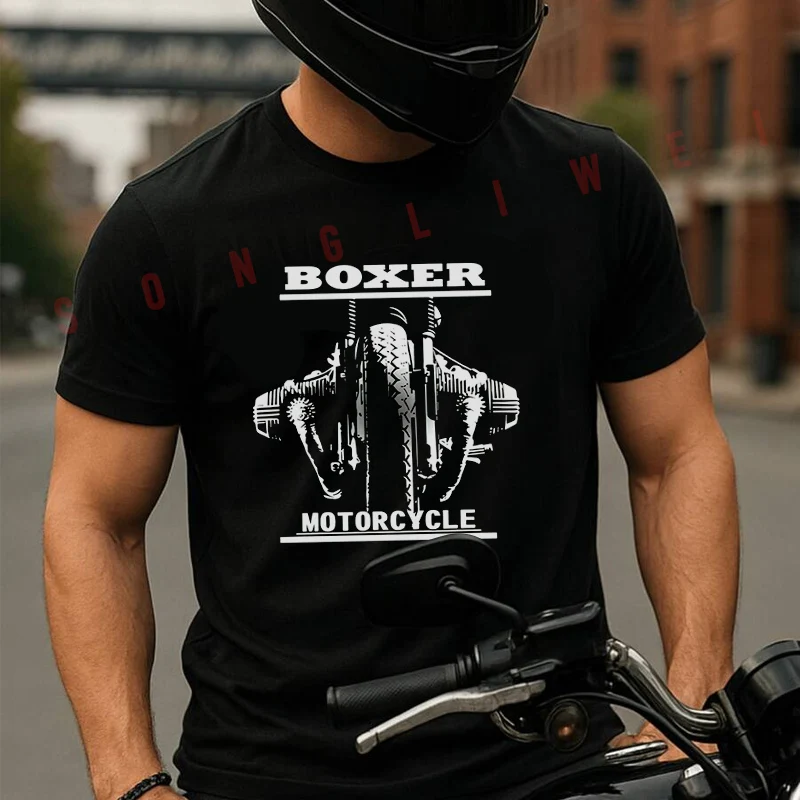

Boxer Motorcycle Graphiccotton T-Shirt Moto Fans New Fashion Summer Men Short Sleeve O-Neck T Shirt Tees