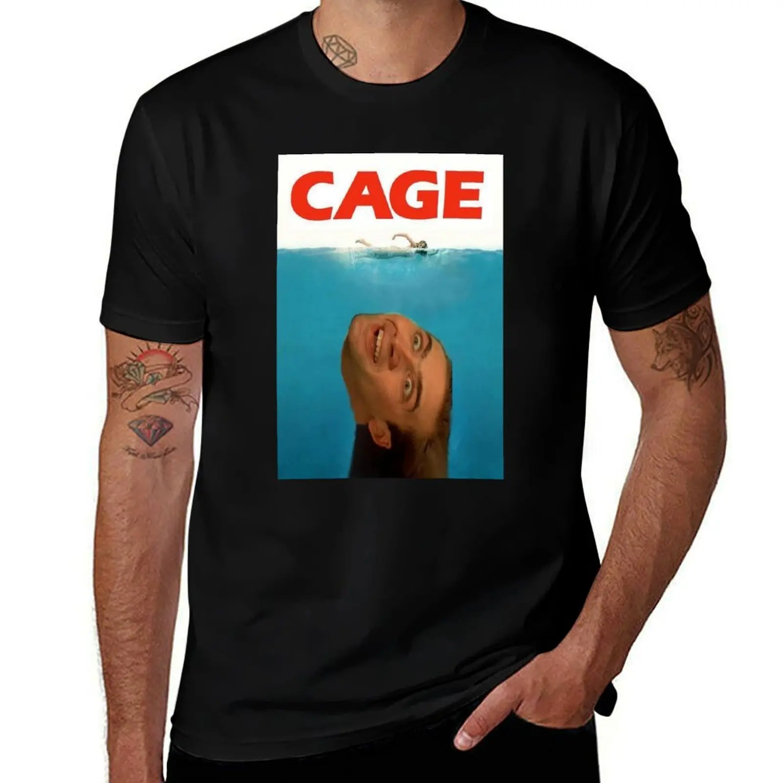 

Cage Face T-Shirt black cotton t-shirt plain for man package man t shirt luxury essential t shirt T-Shirt