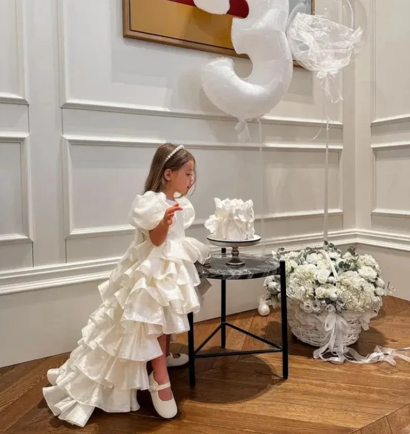 Vestido de fiesta esponjoso para niña, vestido de princesa de cumpleaños, vestido de graduación, con cola larga ropa de bebé, nuevo