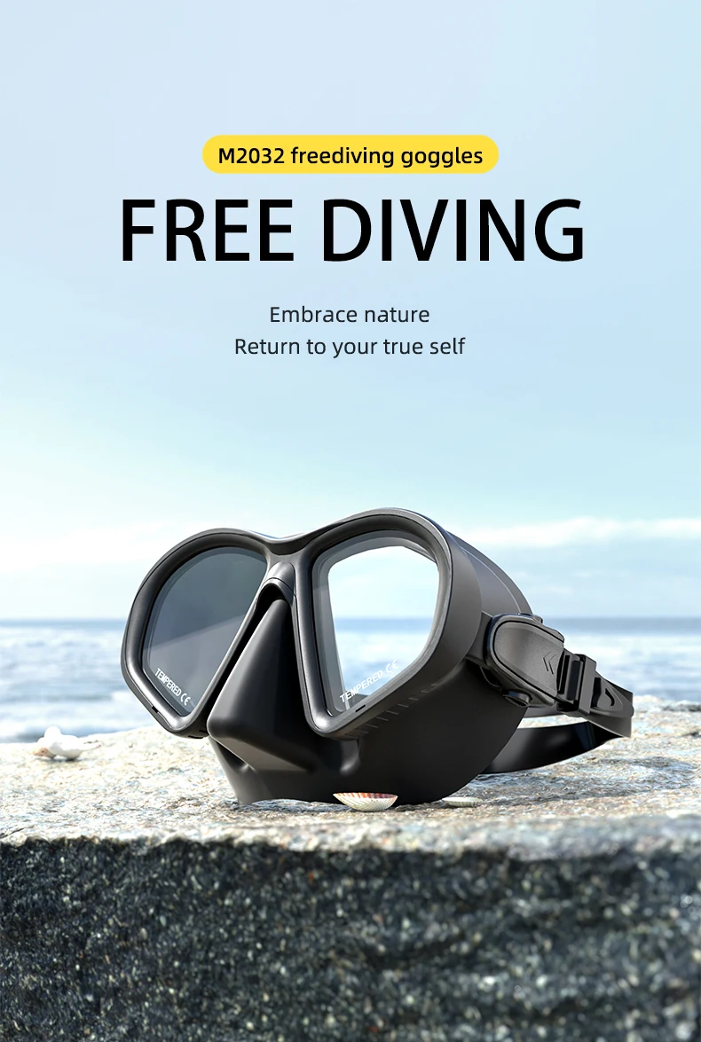 Máscara de buceo antivaho de vidrio templado sin marco profesional - imagen 5
