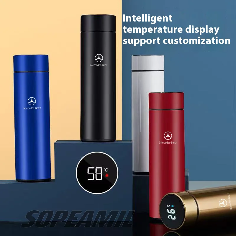 

500ML Car Vacuum Cup Thermos Mug Temperature Display Coffee Cup Mercedes-Benz A B C E S Class GLA GLC GLK ML SL SLK CLA CLS Vito