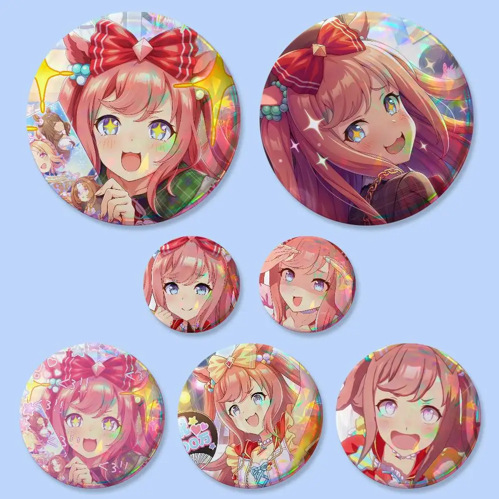 1 Stück Niedliche Agnes Digital Anime Umamusume Anstecknadeln 25 32 44 58 75 mm Runde Cosplay-Pins Taschendekoration Geschenke für Freunde Brosche Souvenir