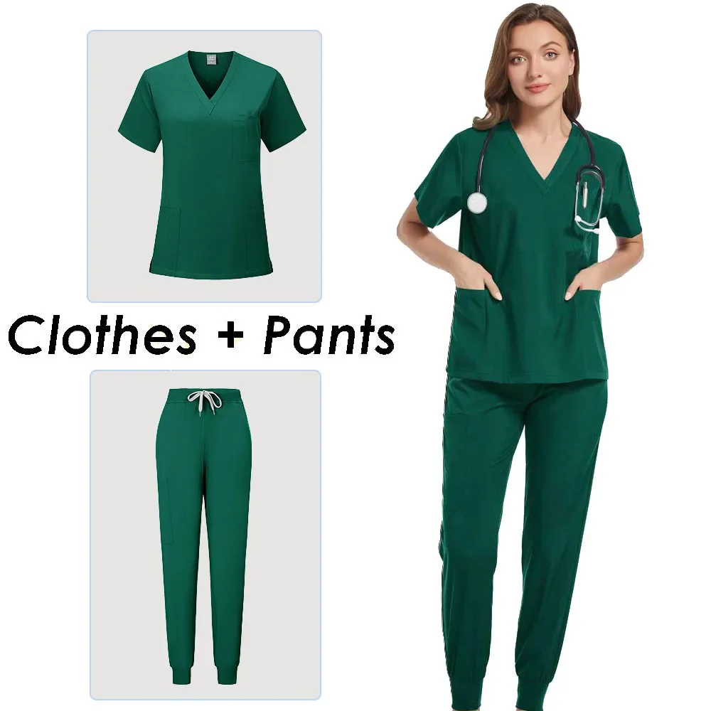 Surgical Uniforms Woman Nursing Enfermeria Sets Top + Pant Articles Medical Uniform Scrubs Clinical Beauty Salon hospital Suits