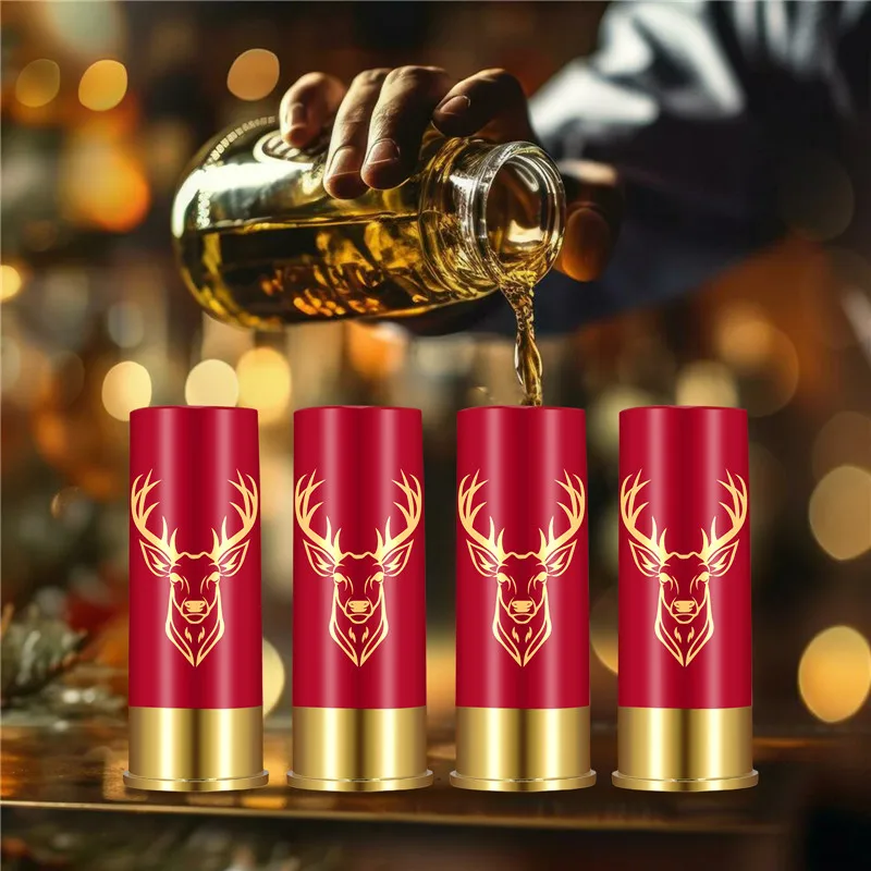 4pcs/set 12GA Suit Small Bullet Shot Cups Elk Design Plastic Shot Glasses for  Bar Club Wedding Party Christmas Gift Set