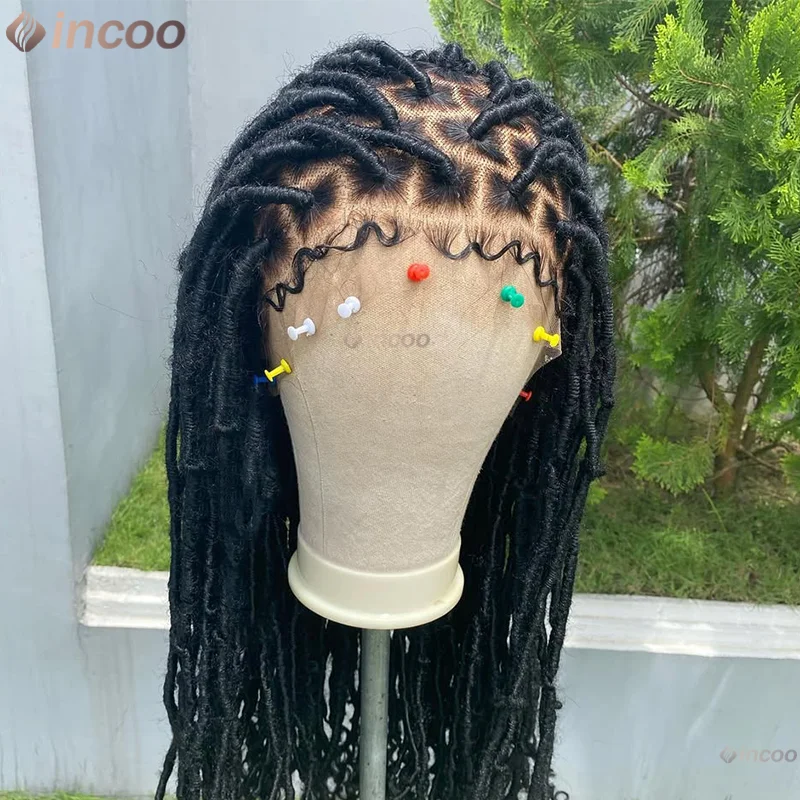 

40Inches Super Long Knotless Braiding Wigs Synthetic Braided Wigs For Black Women Full Lace Front Wigs Faux Locs African Hair
