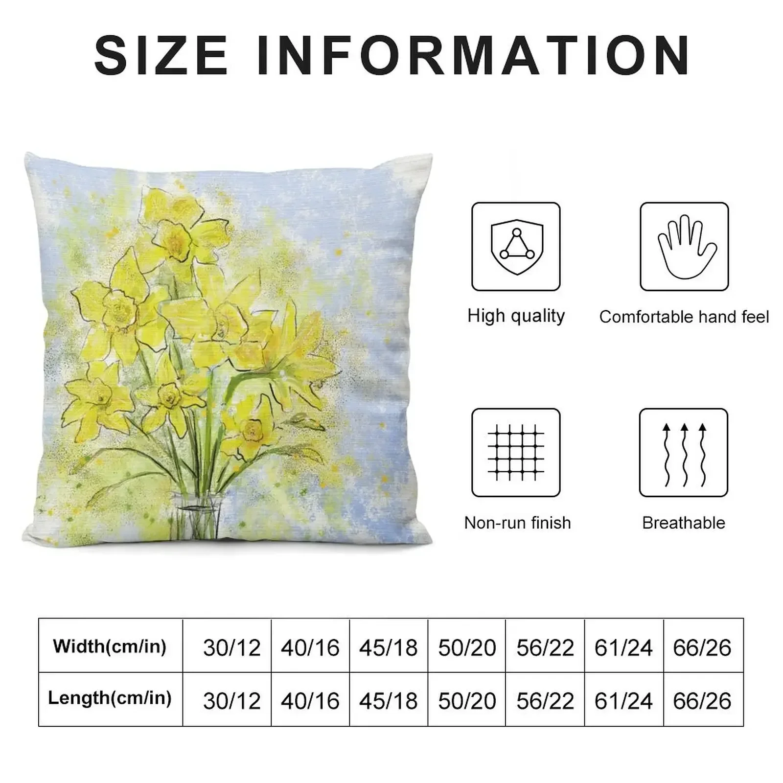 Daffodils in Sunshine Yellow Throw Pillow Christmas Pillowcase Pillowcases Cushion Covers Sofa pillow