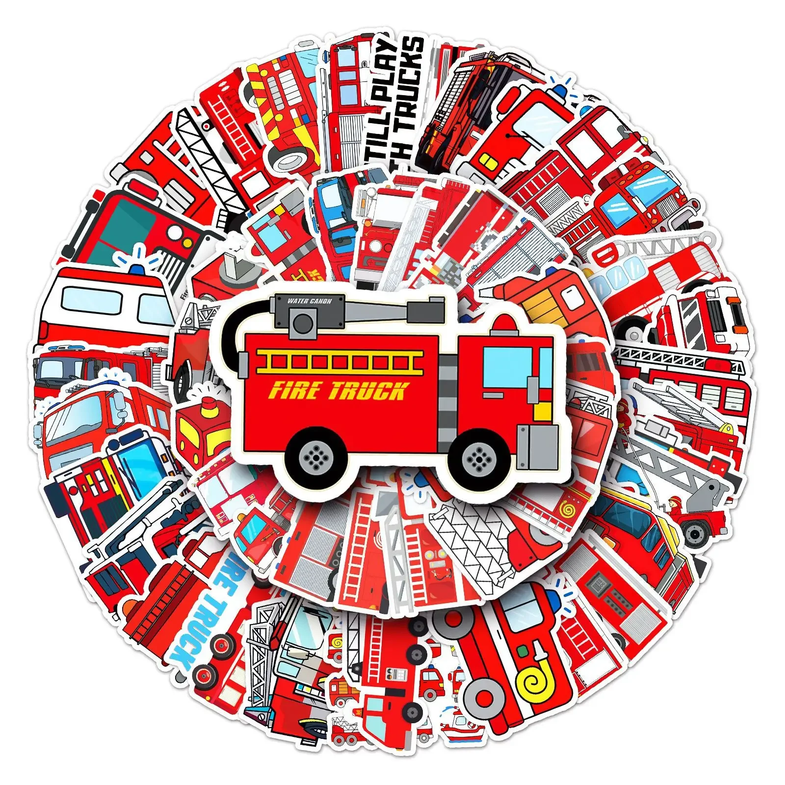 50PCS Fire Truck Vinyl Stickers, Creative Trendy Waterproof Decals for Travel Bags Laptops Stationery Decor Accessories - view 2