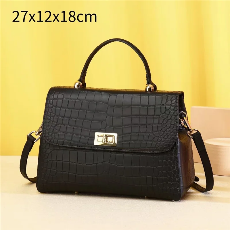 

New Matte Crocodile Apple Women's Genuine Leather Arched Beads Celebrity Banquet Large Capacity Handbag Fashion Shoulder Bag