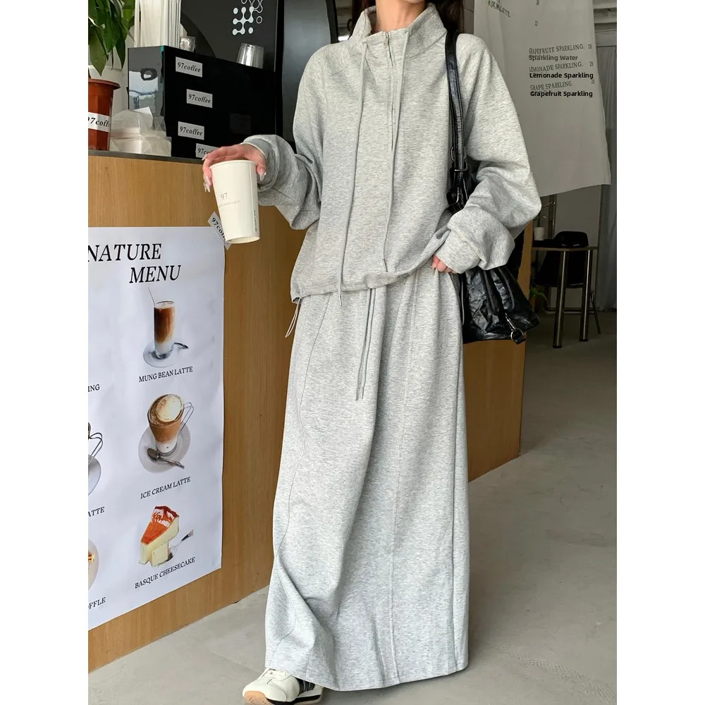 Fashionable High Waist Short Jacket Long Sleeve Women's Set Lazy Design Premium Versatile Citywalk Outfit Spring Autumn Wear