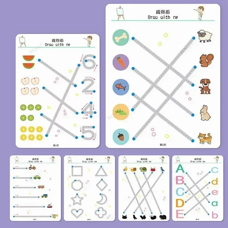 Cahier de formation au combat magique pour enfants, cahier de contrôle réutilisable, cahier de pratique magique, éducation au dessin Montessori, nettoyage