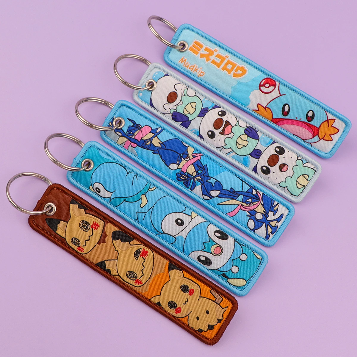 Pokémon  Anime Elf Monsters Keychain for Cars Backpack Key Holders Embroidery Keyrings Key Tag Jet Tag Accessories Gifts 1pcs view 6
