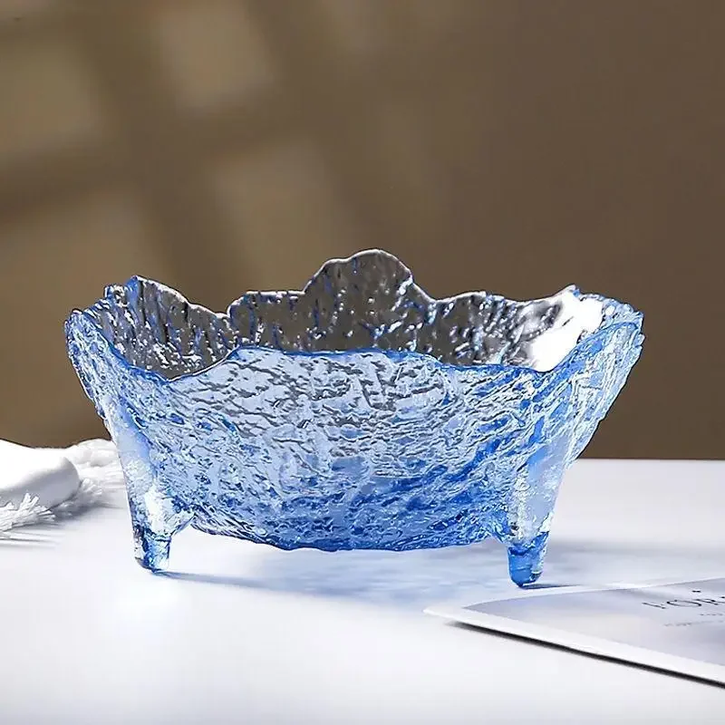 Glass material Japanese sand large capacity lava pot shaped fruit tray hanging decorative pattern glass bowl