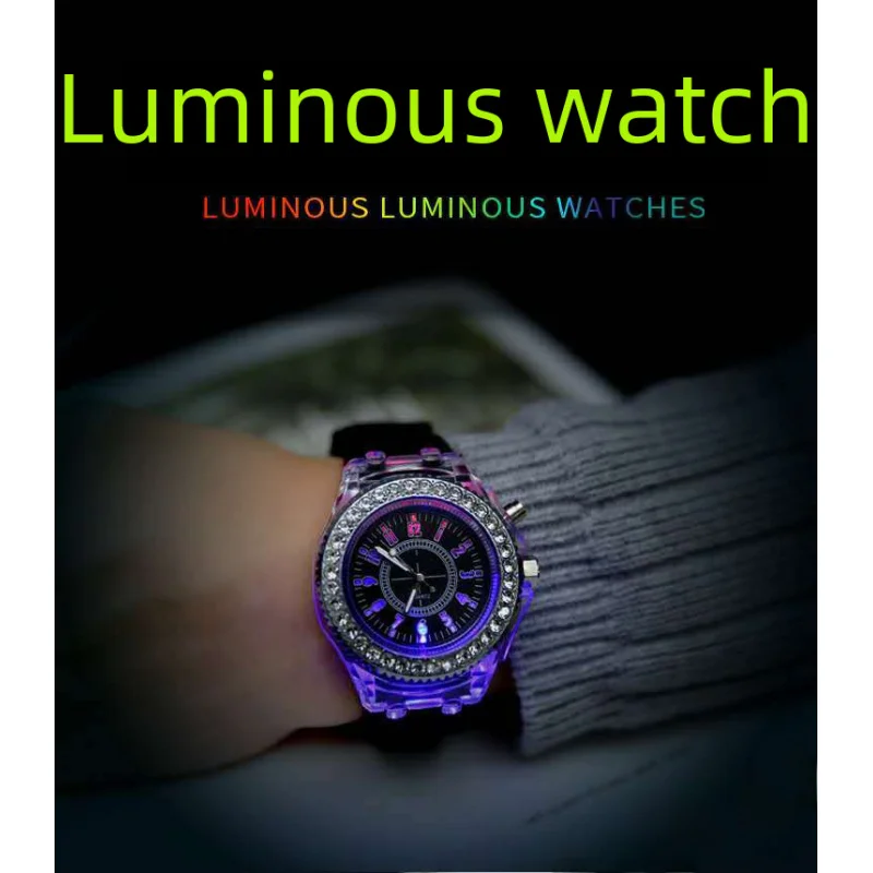Men's Silicone Luminous Watch Foreign Trade Popular StyleledStrap Light Luminous Middle School Student Watch Cross-Border E-Comm