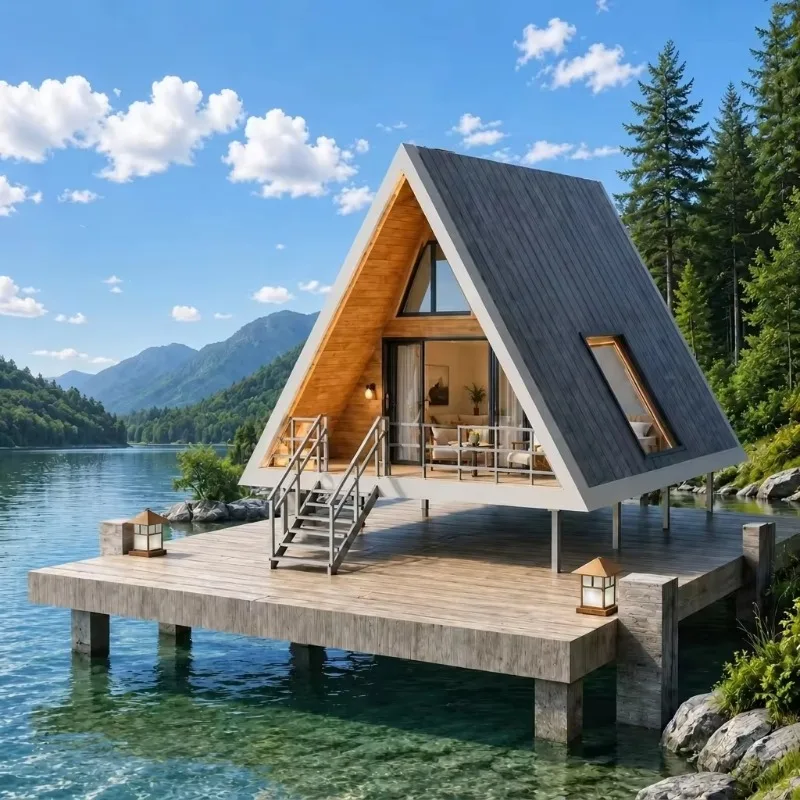 Modern Triangle A Frame Portable Tiny Cabin Prefab Wooden Outdoor Living Space