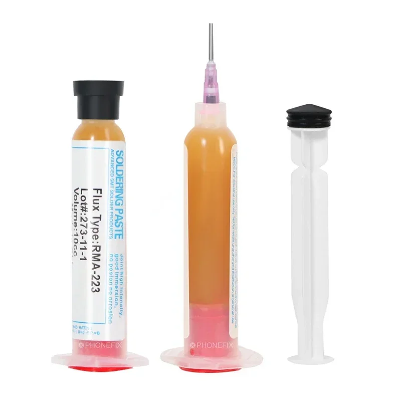 RMA-223 Welding Flux Syringe Barrel Flux  Mobile Phone Repair Rework Syringe Barrel Soldering Welding Oil 10CC