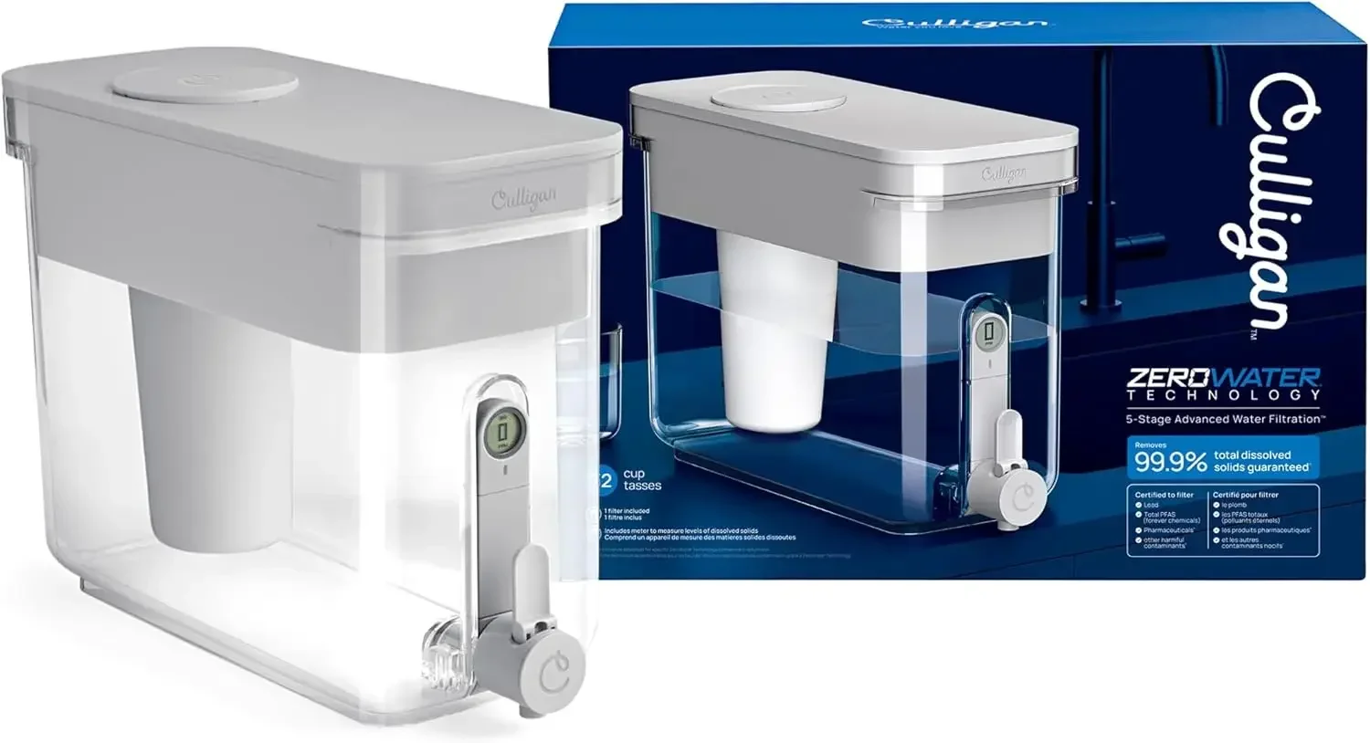 [XMSJ-مخزون محدود، اشتر الآن! مع موزع فلتر مياه 32 كوب بتقنية ZeroWater - يتضمن فلتر مياه متقدم بـ 5 مراحل،
