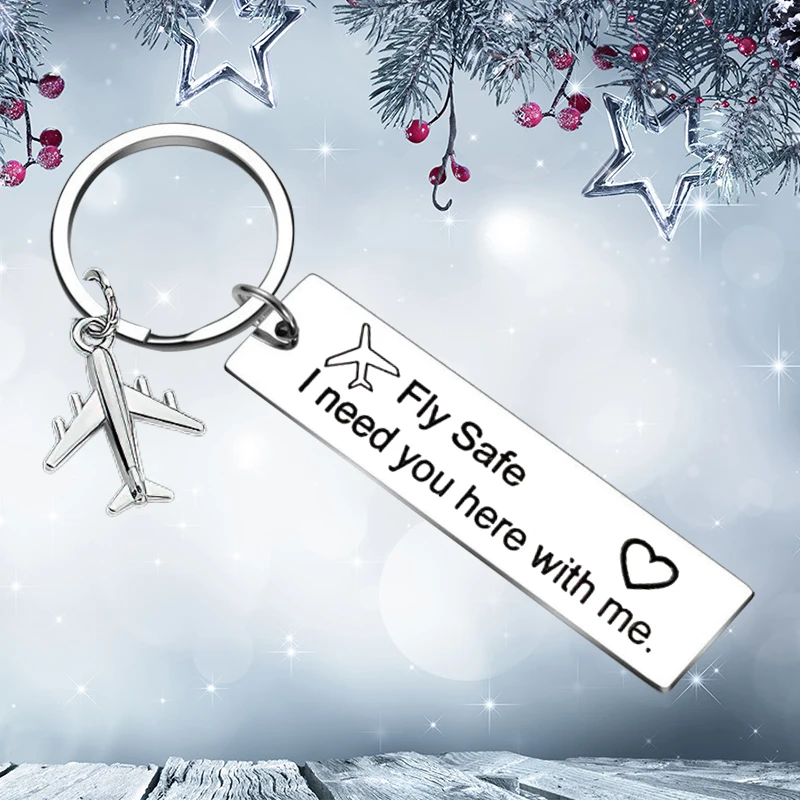 Новый-самолет-fly-safe-i-need-you-here-with-me-Брелок-Подвеска-Пилот-Парни-Муж-Подарки-Брелок-Папа-Подарок-на-День-Отца
