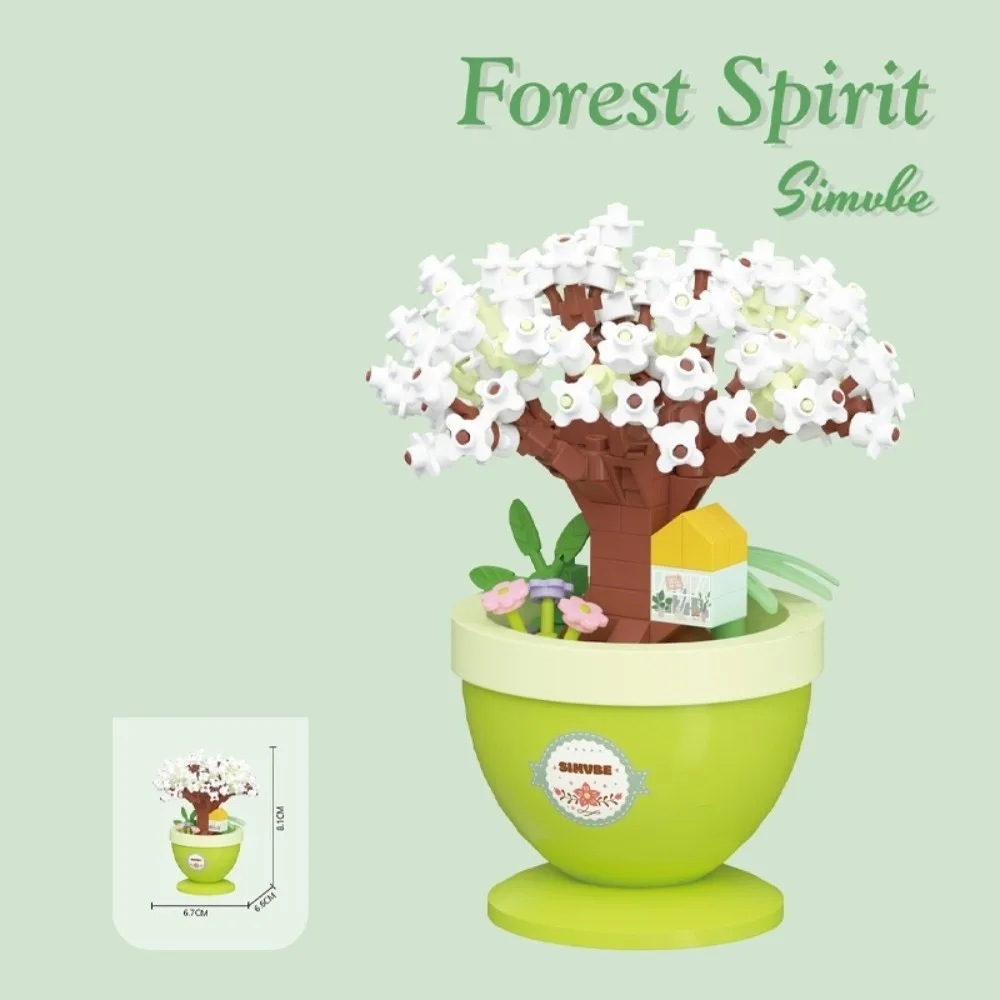 DIY زهرة بوعاء بنة تعليمية فتاة الطوب الأطفال باقة أبدية مكتب منزلي ديكور النبات #4