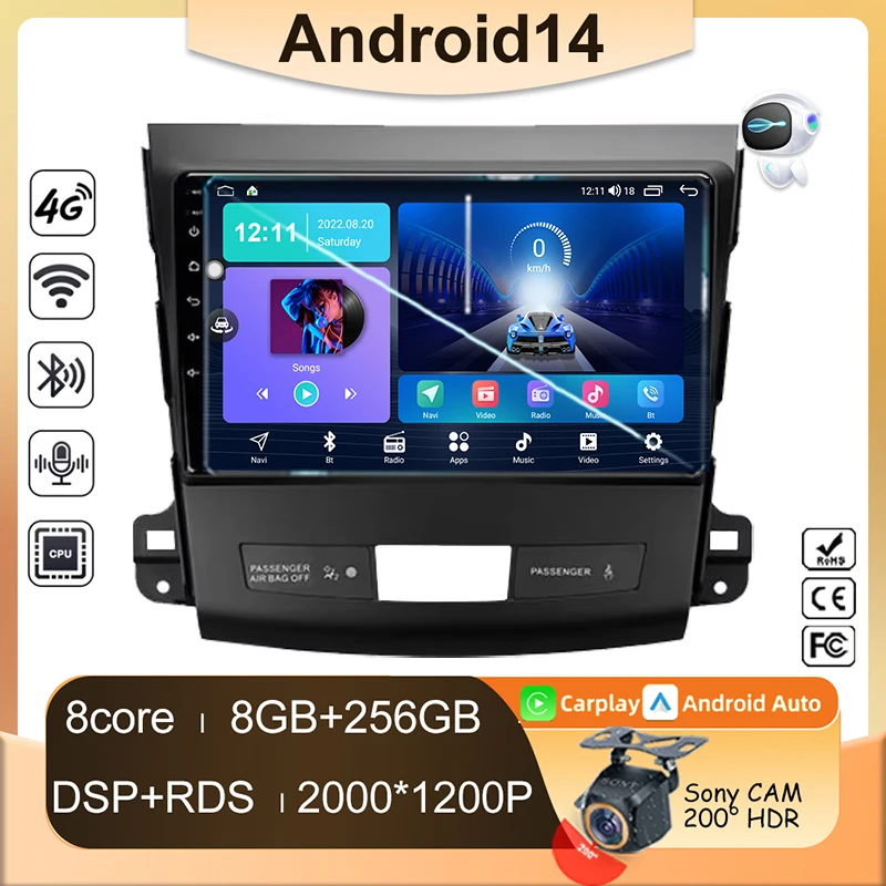 Car Android For Mitsubishi Outlander 2 For Citroen C-Crosser For Peugeot 4007 Radio Multimedia GPS Camera DVD Wifi Navigation 5G