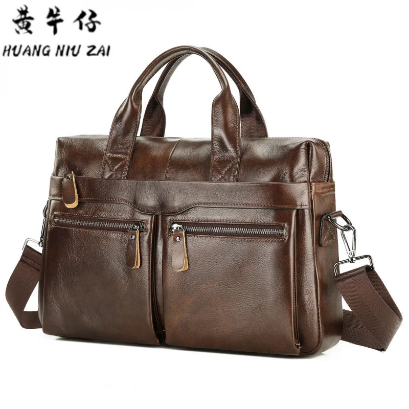 Cross-Border Direct Selling Men's Laptop Bag Business Men's Briefcase First Layer Cowhide Men's Handbag