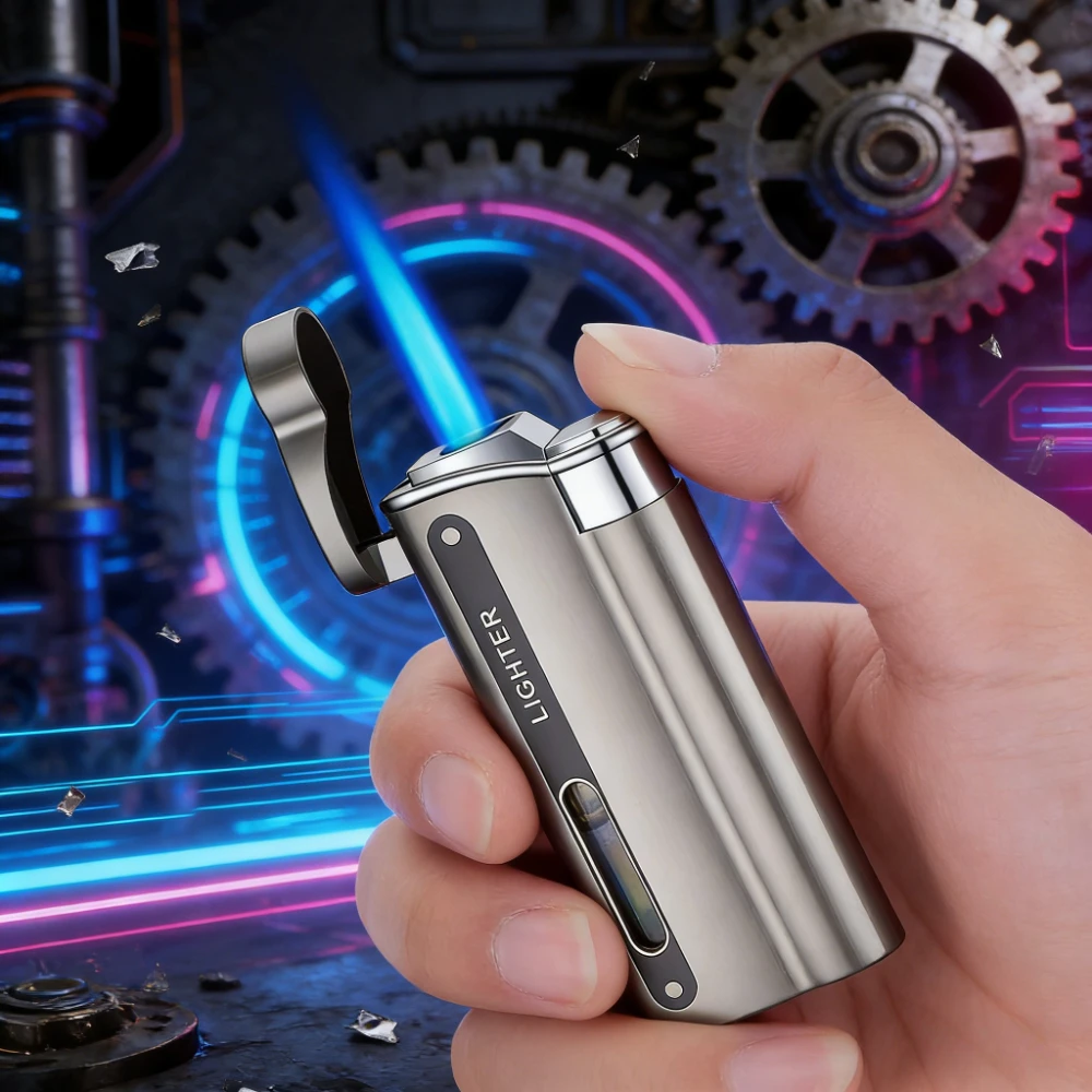 

Compact Portable Windproof Lighter with Visible Gas Window Refillable Butane Lighters Smoking Ideal for Cigarette Accessories