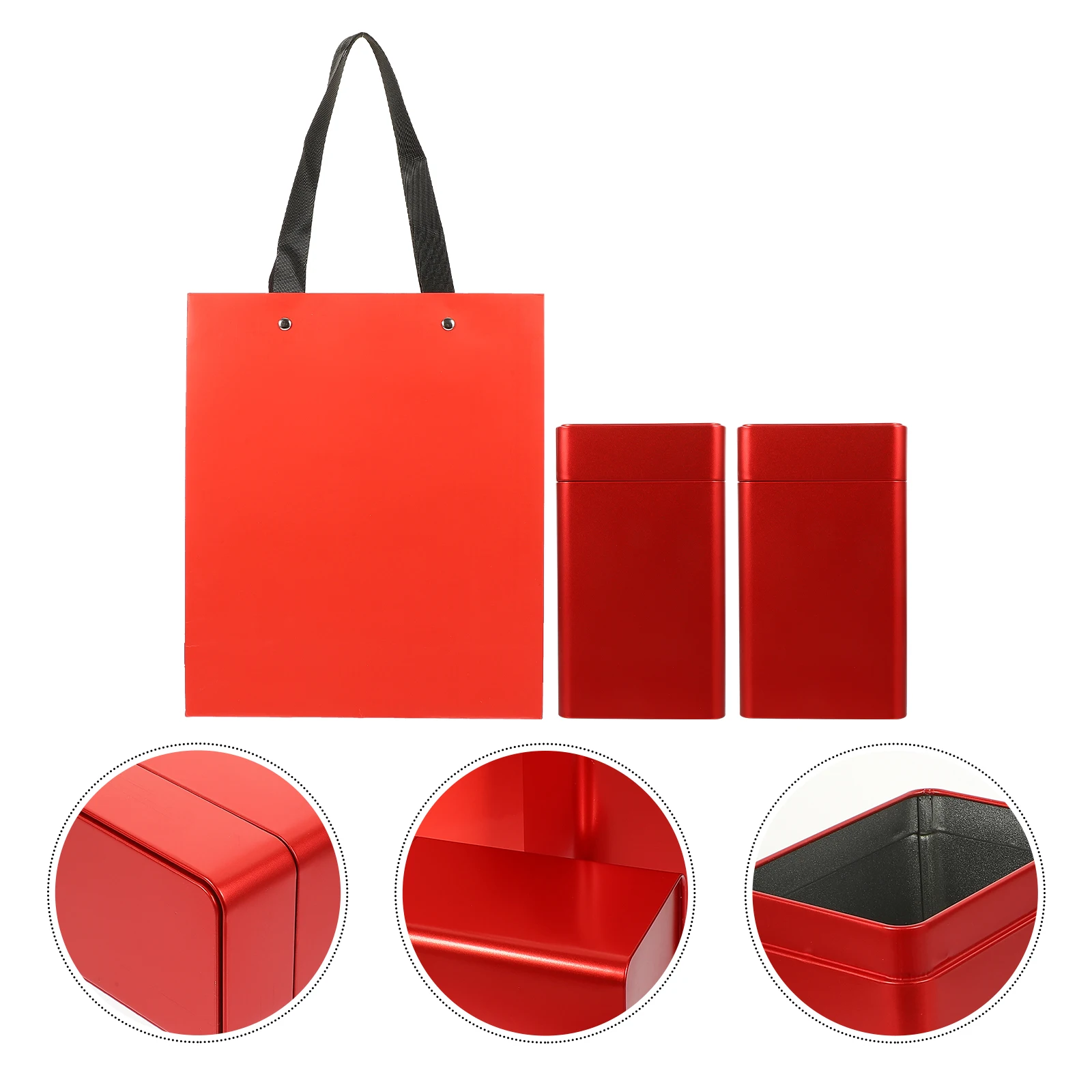 

2 Pcs Decorate Tea Square Container Tinplate Jar Canisters with Airtight Lids