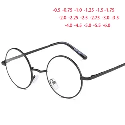 Classic Round Small Metal Frame Glasses Prescription 0 -0.5 -1.0 -2.0 To -6.0