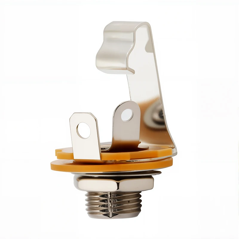 6.35mm TS Mono Female Panel Mount Jack Solder Terminal Audio Connector for Guitar Microphone Amplifier