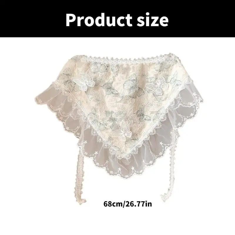 39BD Vintage Sunscreen Lady Head Scarf Spring Flower Neck Scarf Picnics Head Scarf for Fashionable Women
