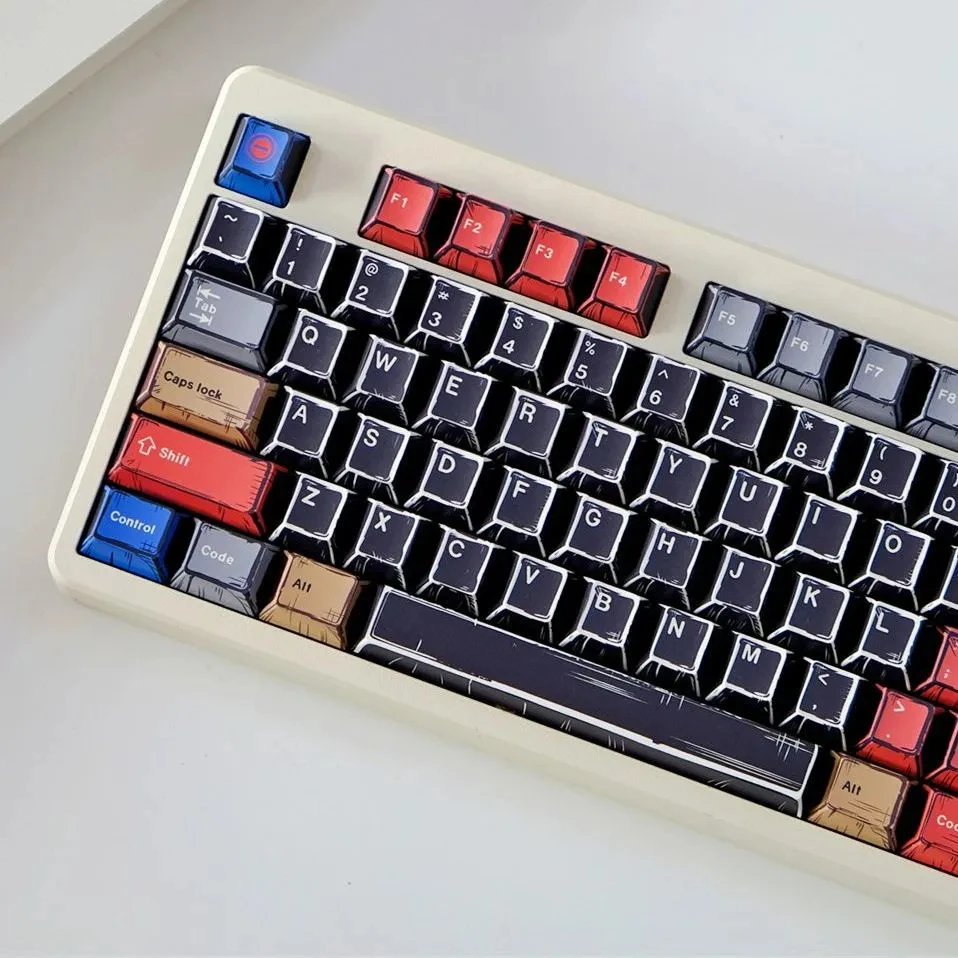 151 klawiszy Comic Dye Sublimation PBT Keycaps Black Mixed Lights Keycaps KR RU DE EN Layout Cherry Profile for MX Switches Keybaord