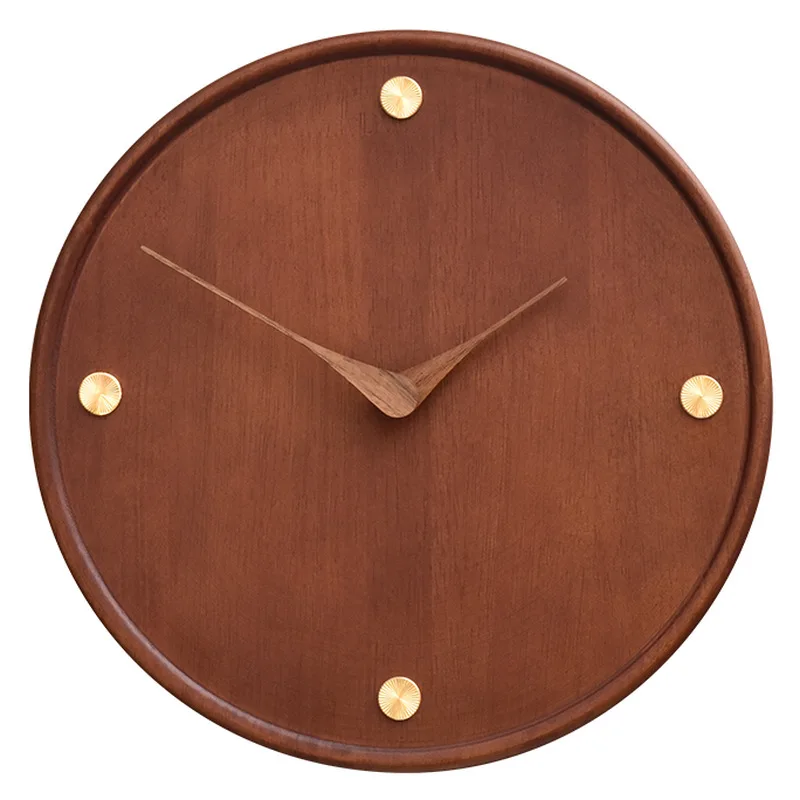 Solid Wood Creative Wall Clock 28cm Quartz Quiet Movement Nordic Minimalist Personality Home Fashion Living room Decorative