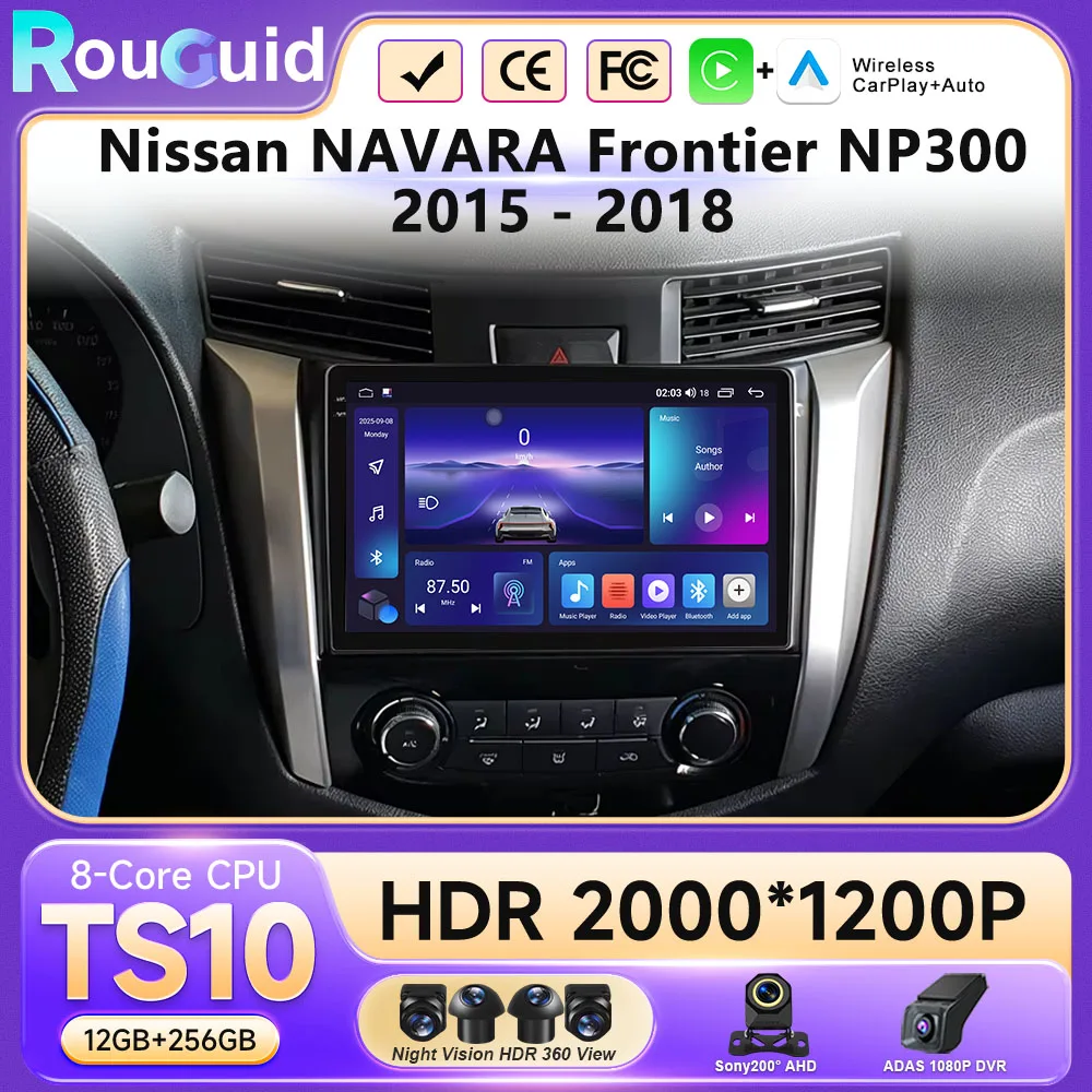 

Android 16 Carplay Auto QLED Screen For Nissan NAVARA Frontier NP300 2015 - 2018 Car Radio WIFI BT 4G Video Player Multimedia