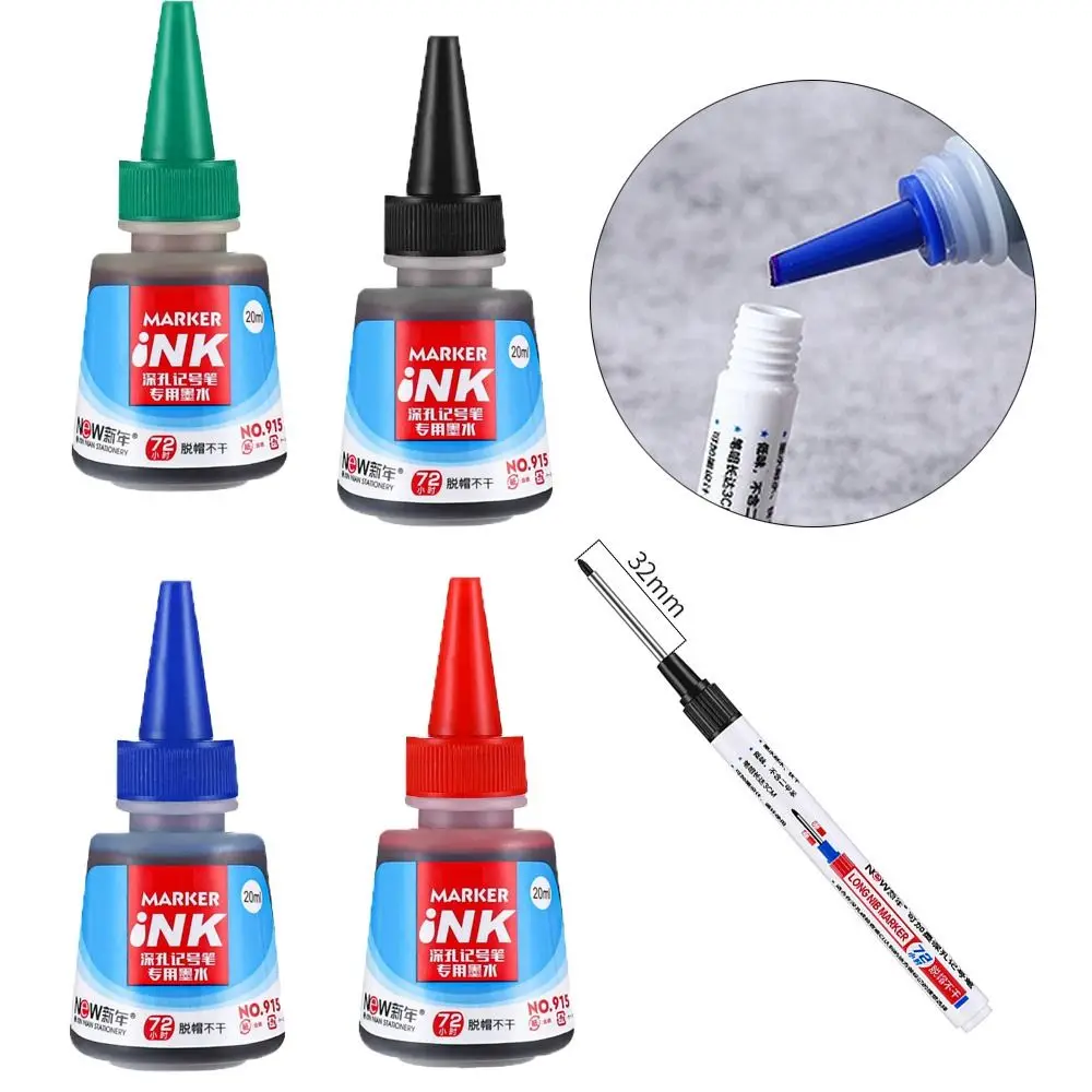 

3bottle/set 20ml Long Head Markers Pen Refill Ink Marker Pen Black Red Blue 3 Colors Refill Ink Instantly Dry Ink