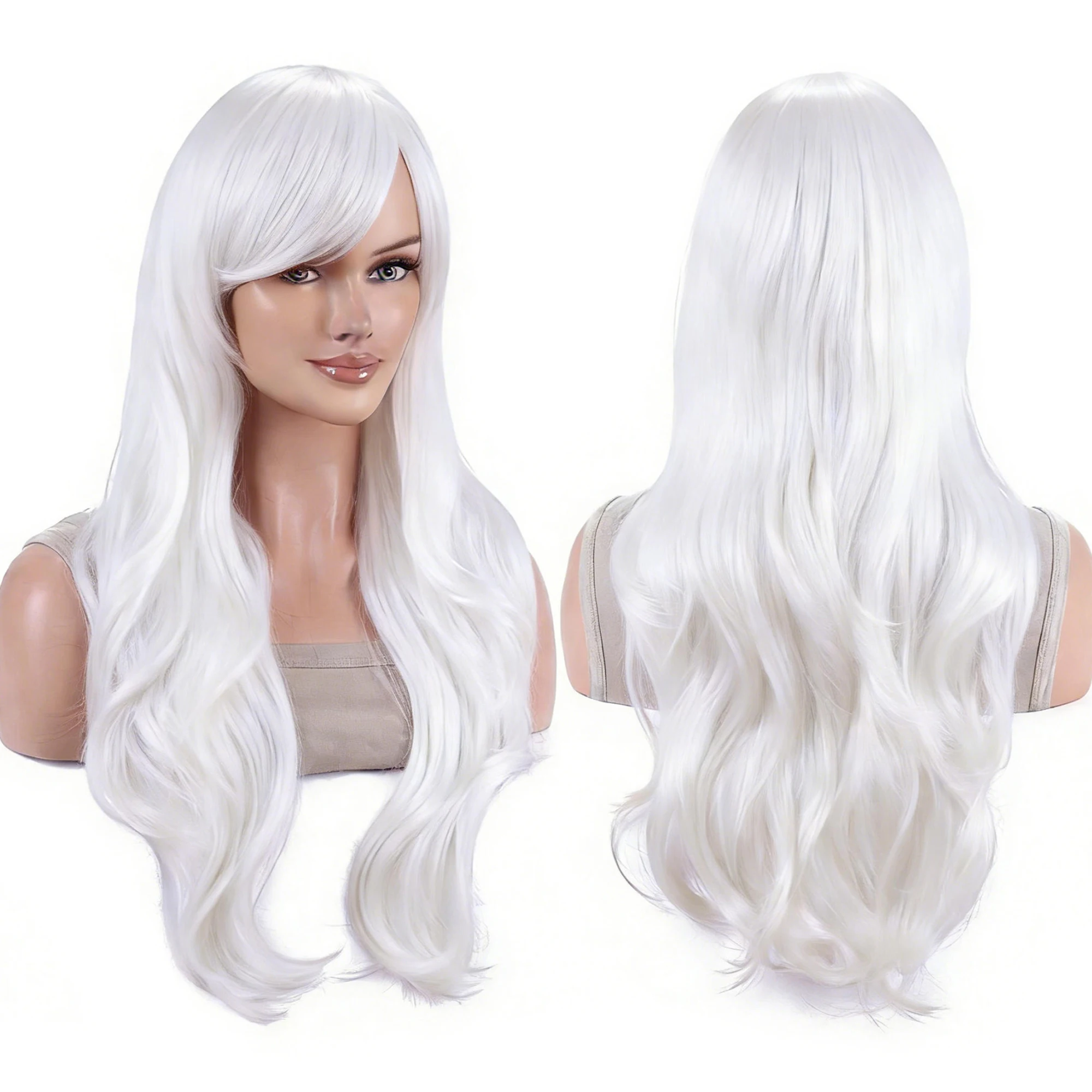 

Synthetic Hair Pure White Lolita Cosplay Wig Anime Inuyasha Long Wigs Griffith Halloween Costume Wig for Women