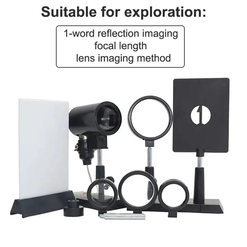 ABUN-Optical Experiment Set Plano Convex Lenses Double Convex Lens Candle Holders 3 Set Screen Light Convex Concave Lens