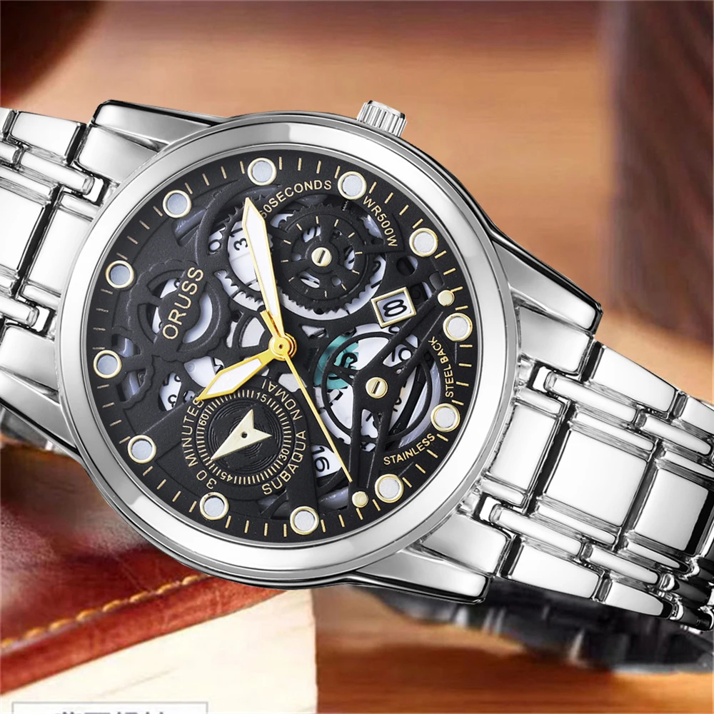 Personality chic upscale atmospheric men\'s watch trend gentleman steel belt durable business leisure all fashion men\'s watch