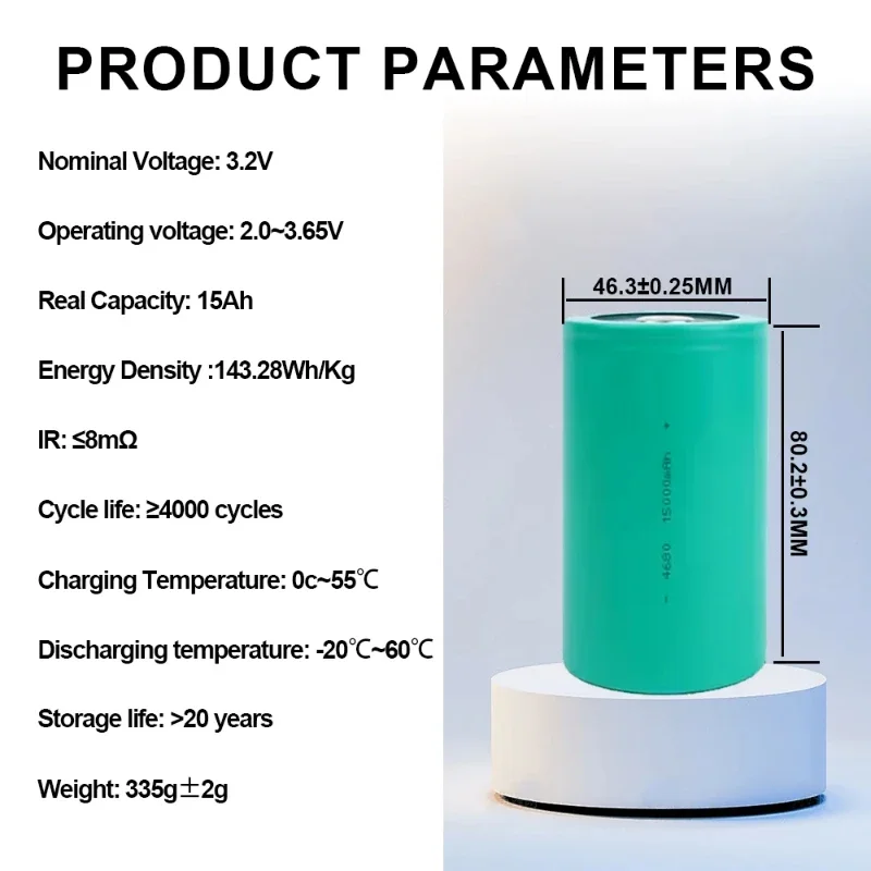 100%Original BYD Cylinder3.2V 15Ah  4680 Lithium Battery, Suitable for Energy Storage Electric Vehicles,mobile Power Banks,etc