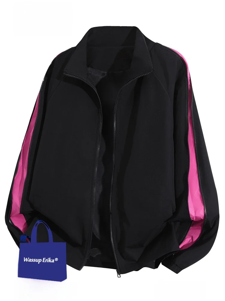 

Wassup Erika Korean Sle Casual Stand Collar Jaet Men's Spring Autumn Couple's Top High-End Feeling Outerwear