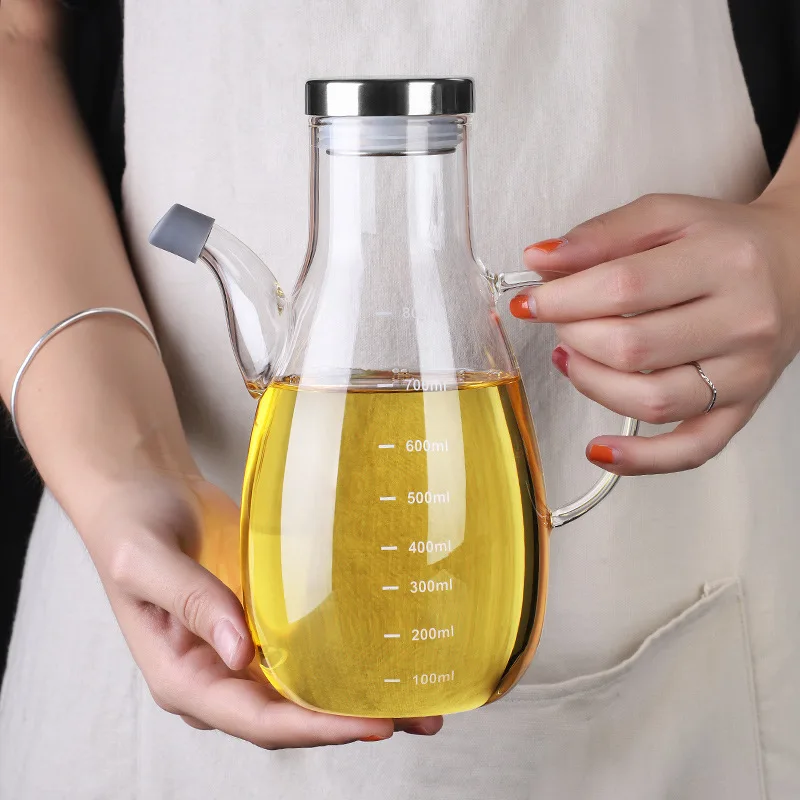 

Wholesale Borosilicate Glass Olive and Vinegar Dispenser Kitchen Cooking Oil Glass Bottle Pot Jug Oil Dispenser